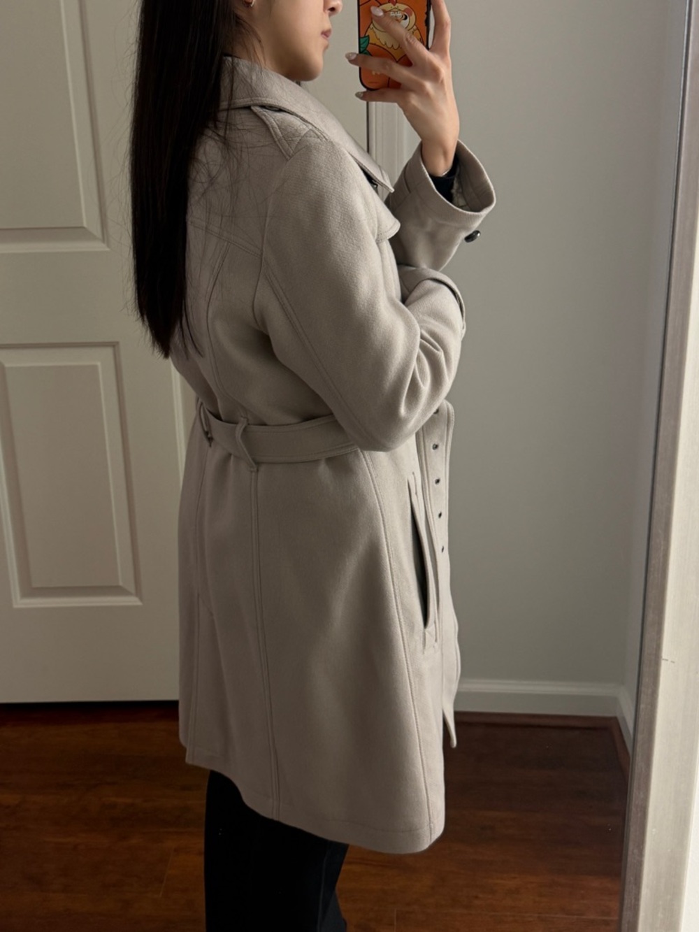 Burberry Brit Belted Wool-Cashmere Blend Trench Coat in Light Beige - Picture 3 of 16